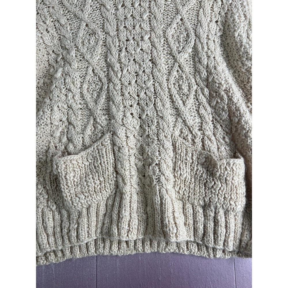 Fishermancore Coastal Chunky Michael Kors Alpaca/Linen Cableknit Sweater Cream S - Picture 4 of 10